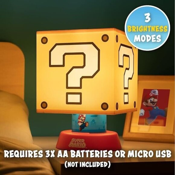 Super Mario Icon Lamp Kid Yellow Cube Night Light LED Dimmable Lamp Nintendo NEW - Picture 4 of 10